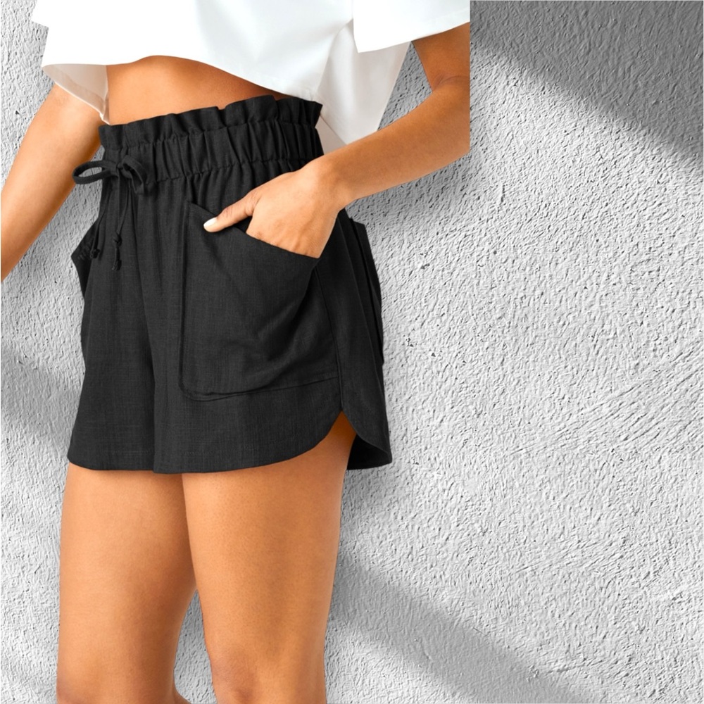 Paper Bag Waist Drawstring Multiple Pockets Curve… - image 5